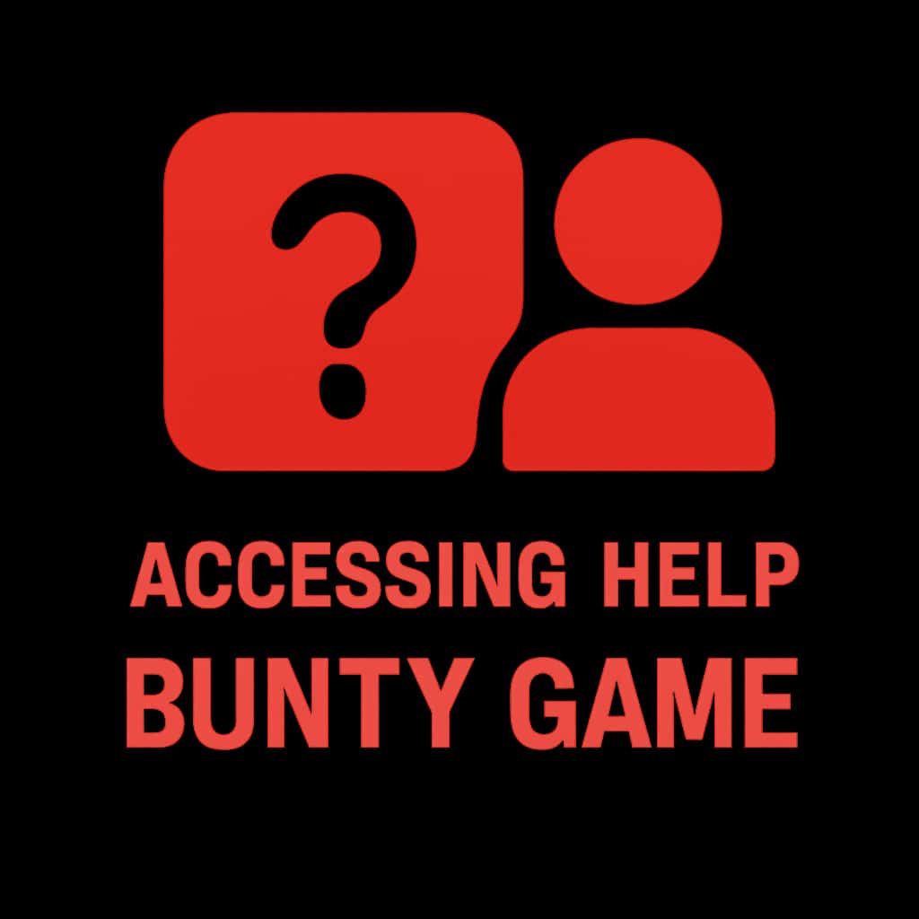 A badge representing help accessing Bunty Game.