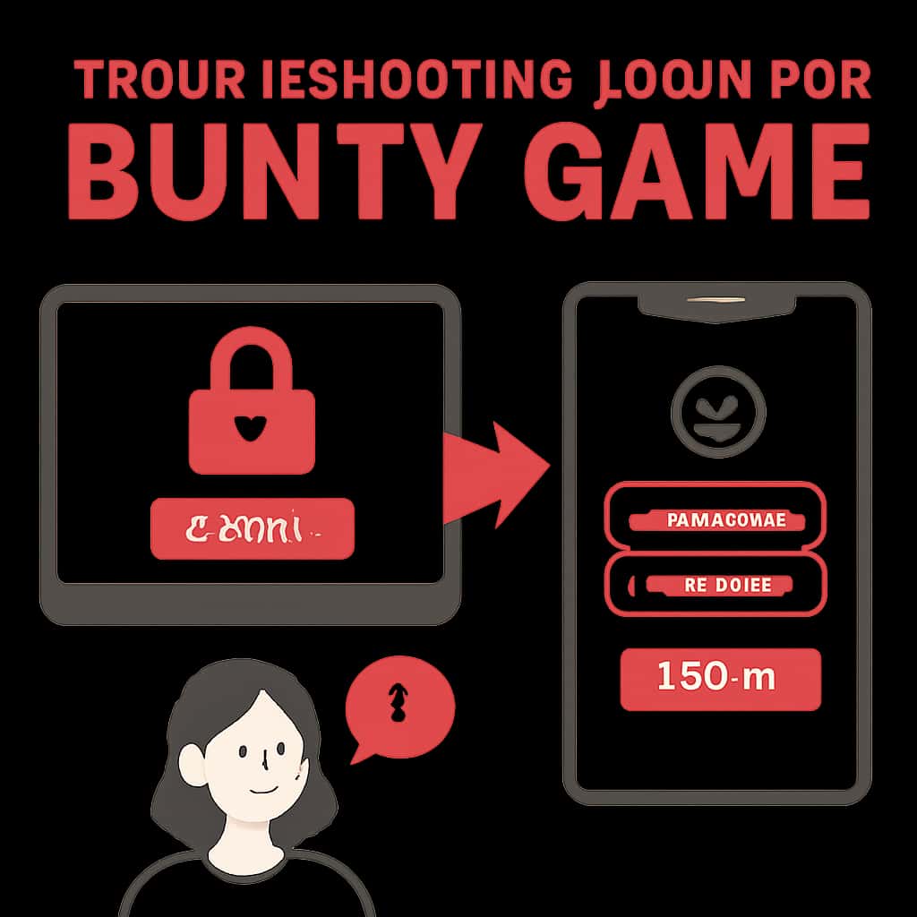 An illustration explaining login troubleshooting for Bunty Game.
